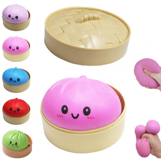 Stress-relief toy in the shape of a steamed bun