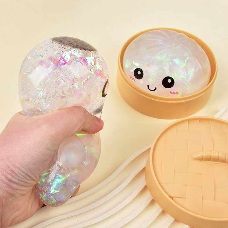 Stress-relief toy in the shape of a steamed bun