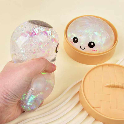 Stress-relief toy in the shape of a steamed bun